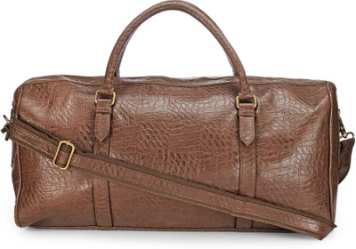 

The House of Tara Crocodile Finish Faux Leather Travel Duffel Bag(Brown)