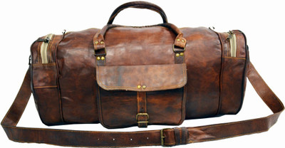 

Craftworld 24 inch/61 cm Leather Duffle Travel Duffel Bag(Brown)