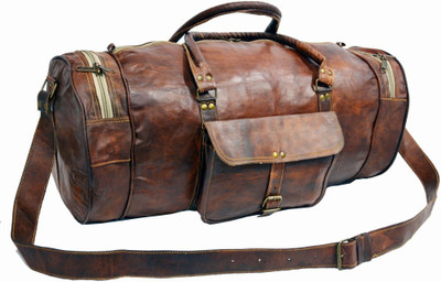 Craftworld 24 inch/61 cm Leather Duffle Travel Duffel Bag(Brown)