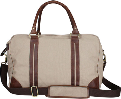 

Zobello 17 inch/43 cm Genuine Leather/Dyed Canvas Duffle Bag Travel Duffel Bag(Brown)