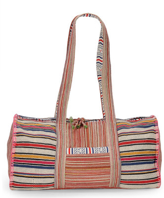 

The House of Tara Handloom Fabric Weekender Travel Duffel Bag(Multicolor, Grey), Grey;multicolor