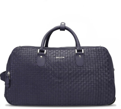 

Brune Weave Detail Design Genuine Leather Strolley Duffle Bag Duffel Strolley Bag(Blue)