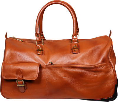 Leatherworld Trendy Luggage Trolley Travel Cabin Duffel Strolley Bag(Orange)