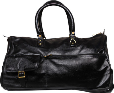 

Leatherworld Trendy Luggage Trolley Duffel Strolley Bag(Black)