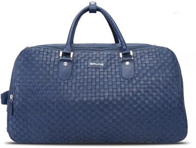 

Brune Weave Design Genuine Leather Strolley Duffle Bag Duffel Strolley Bag(Blue)