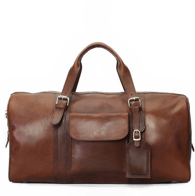 

Brune 18 inch/46 cm DARK TAN ALL LEATHER. GYM/DUFFLE BAG Travel Duffel Bag(Brown)