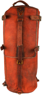 

Pranjals House brown genuine leather duffle cum backpack bag Travel Duffel Bag(Brown)