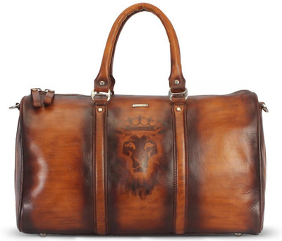

Bare Skin Lion King Design Hand Painted Genuine Leather Travel Duffle Bag Travel Duffel Bag(Brown)