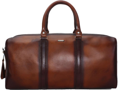 

Bare Skin 20 inch/51 cm VEG TANNED BURNISHED LEATHER DUFFLE/GYM BAG Travel Duffel Bag(Brown)