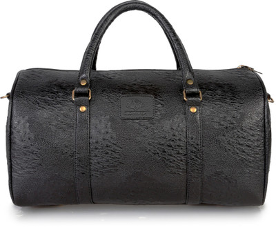 The Clownfish 18 inch/46 cm Unisex Ostrich Textured Synthetic Leather Duffle Bag Travel Duffel Bag(Black)