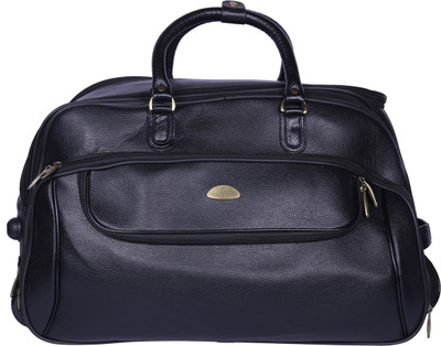 

sammerry Sammerry Black P.U. Leather Cabin Duffel Bag-Small Duffel Strolley Bag(Black)