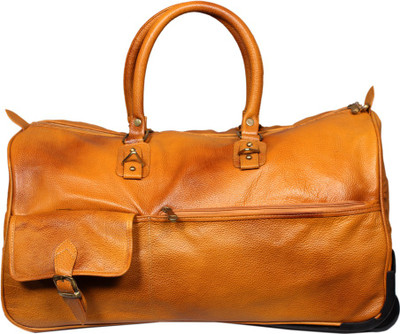 

Leatherworld Premium Luggage Trolley Travel Cabin Duffel Strolley Bag(Yellow)