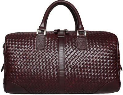 

Brune 18 inch/45 cm BURGUNDY WEAVED LEATHER DUFFLE BAG Travel Duffel Bag(Brown)