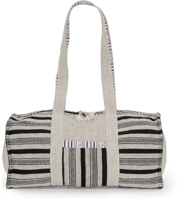 

The House of Tara Ethnic Handloom Fabric Overnighter Travel Duffel Bag(Grey, Black), Black;grey