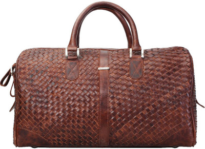 

Bare Skin 20 inch/50 cm TAN WEAVED LEATHER DUFFLE BAG Travel Duffel Bag(Brown)