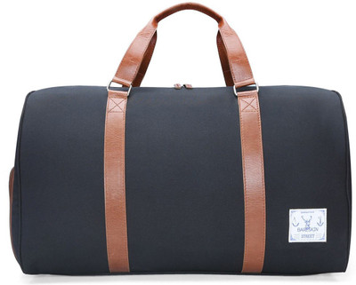 

Bare Skin 20 inch/51 cm BLACK DANIER /TAN LEATHER DUFFLE BAG Travel Duffel Bag(Black)