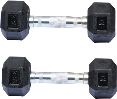 

Biceps Triceps Hexagonal Fixed Weight Dumbbell(3 kg), Black;silver