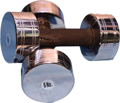 

Royal 6Kg_2Pc_Chrome Silver_D with Soft Black Grip Fixed Weight Dumbbell(12 kg), Multicolor
