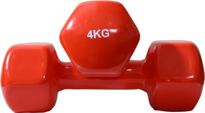 

B FIT USA Vinyl Fixed Weight Dumbbell(4 kg), Red