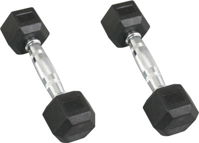 Fit Next Taiwan Hexagon Rubber Fixed Weight Dumbbell(4 Kg), Black