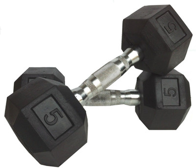 

GB 5KG PAIR OF HEX Fixed Weight Dumbbell(10 kg), Silver