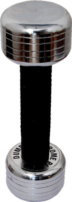 National Fitness Round Edge With Rubber Grip Fixed Weight Dumbbell(7.5 kg), Chrome;black