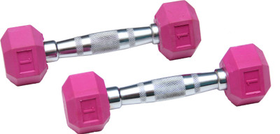 

Sportshour hex 2kg (1kg each) Fixed Weight Dumbbell(2 kg), Pink;silver