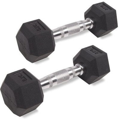 

Royal Hexagonal Fixed Weight Dumbbell(3 kg), Black;silver