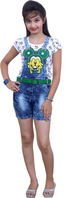 

Ishika Garments Dungaree For Girls Printed Denim(Blue)