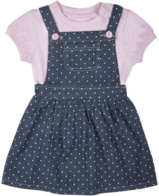 

Wow Mom Dungaree For Girls Printed Cotton(Dark Blue, Dx wash