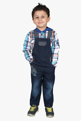 

Beebay Dungaree For Boys Casual Solid Cotton(Blue), Denim blue