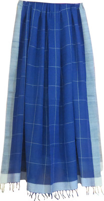 

Indo Mood Cotton Checkered Women's Dupatta, Blue