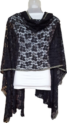 

Skhoza Net Self Design Women's Dupatta, Black