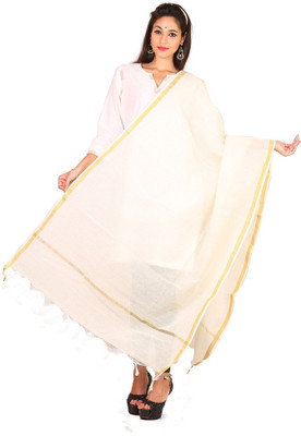 Kanheyas Chanderi Printed Women's Dupatta, Cream