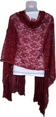 Skhoza Net Self Design Women's Dupatta, Maroon