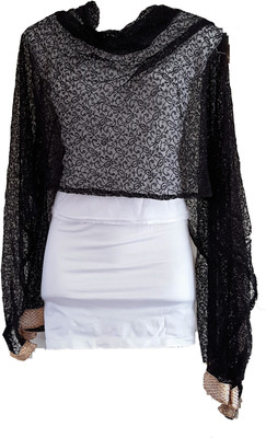 

Skhoza Net Self Design Women's Dupatta, Black