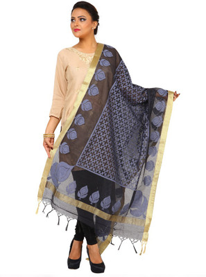 

Kataan Bazaar Net Woven Women's Dupatta, Black