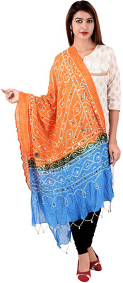 

Halowishes Cotton Printed Women's Dupatta, Orange