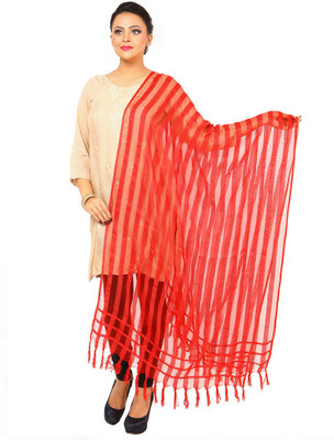 

Kataan Bazaar Viscose Woven Women's Dupatta, Red;white