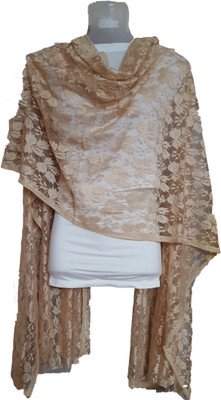 Skhoza Net Self Design Women's Dupatta, Light beige