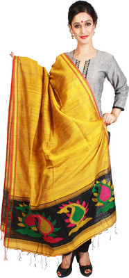 

Slice Of Bengal Pure Silk Self Design Women's Dupatta, Yellow