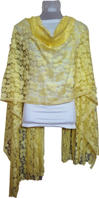 

Skhoza Net Self Design Women's Dupatta, Yellow