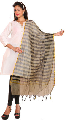 

Kanheyas Chanderi Printed Women's Dupatta, Beige and black