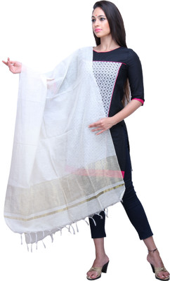 

Kanheyas Chanderi, Khadi Solid Women's Dupatta, Beige