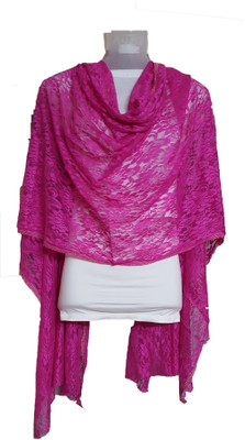 

Skhoza Net Self Design Women's Dupatta, Dark pink
