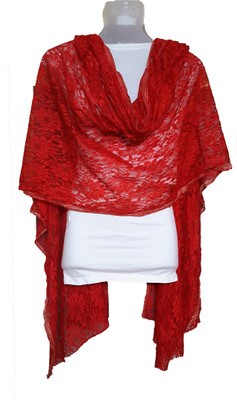 

Skhoza Net Self Design Women's Dupatta, Red