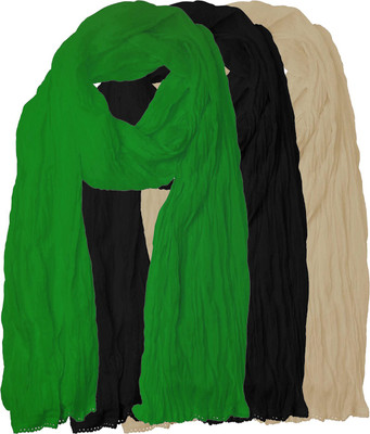 Javuli Cotton Blend Solid Women Dupatta