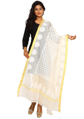 

Kataan Bazaar Net Woven Women's Dupatta, Beige