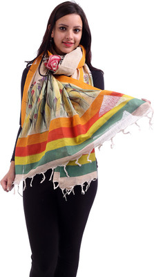 

Inara Robes Khadi Printed Women's Dupatta, Cream;multicolor