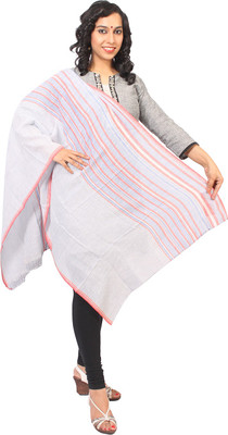 

Slice Of Bengal Cotton Striped Women's Dupatta, White